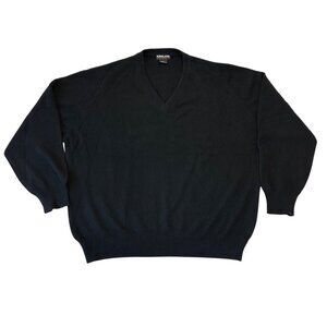 Kirkland 100% Cashmere Mens V-Neck Pullover Knit Sweater Size XXL Black Classic